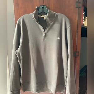 Dark brown Burberry men’s quarter zip sweatshirt, XL
